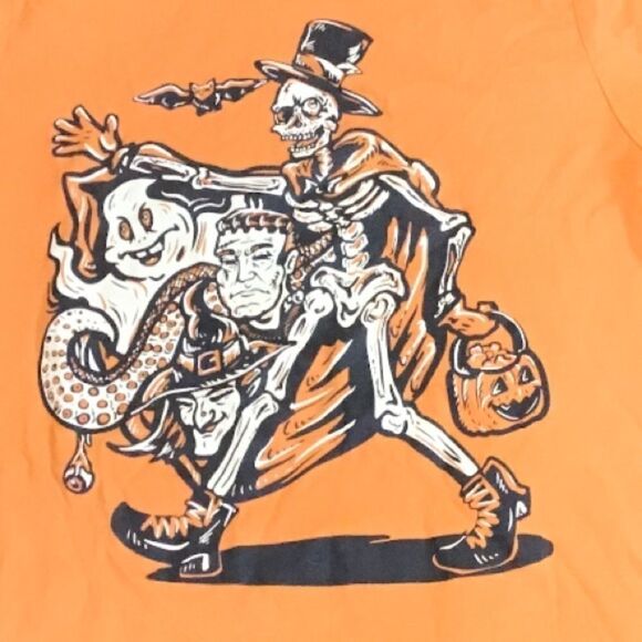 Tops - Halloween Monster Cotton T-Shirt in Orange/black